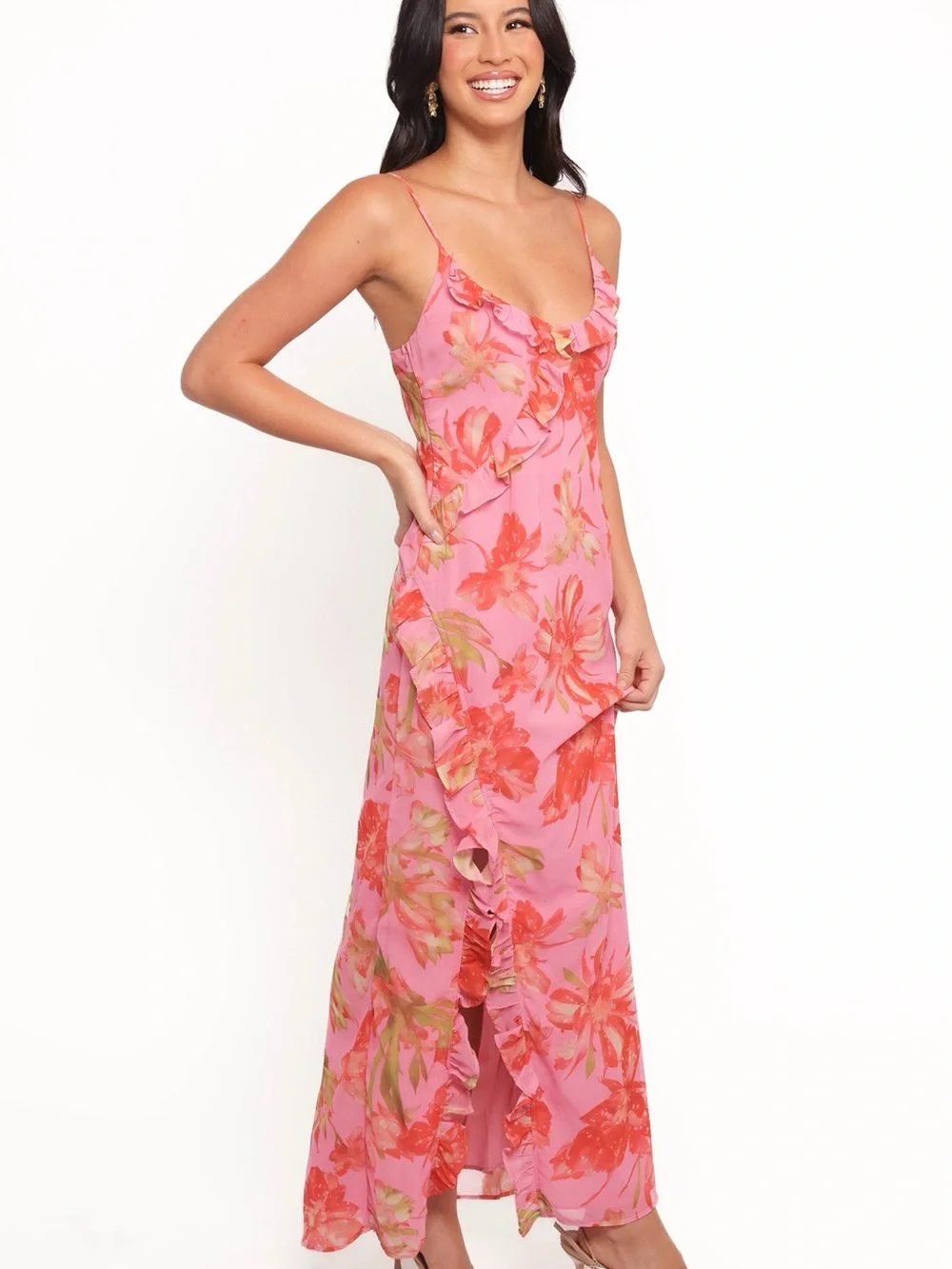 Petal and Pup Charli Pink Floral Tropical Print Slip Midi Dress NWT XS - Picture 5 of 15